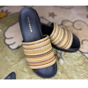 Partners Womens Multi Color Woven Platform Slide Sandals Brown Size 7